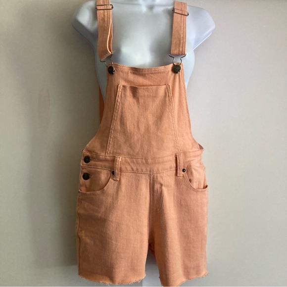 Liquor N Poker Peach Pink Shortalls Short Overalls, Sz 10 - Picture 2 of 10